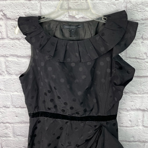 Marc by Marc Jacobs Black Polka Dot Bodycon Frill Dress Size 6 - Picture 5 of 8